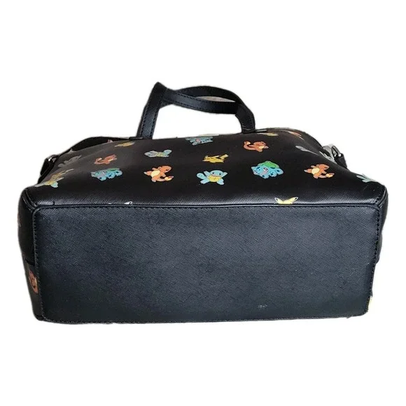 Loungefly Pokémon Black Purse RARE Retired All-Over Print Starters HEART LOGO - Picture 6 of 15